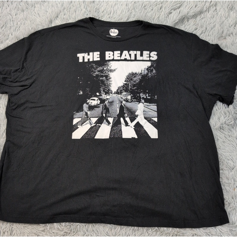 The Beatles Shirt Mens 4XB Black Tee Graphic Music Concert Tour